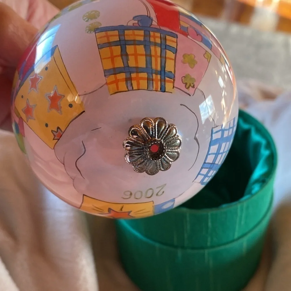 Li Bien Reverse-Painted Glass Snowmen Sale Shopping Hanging Globe Ornament